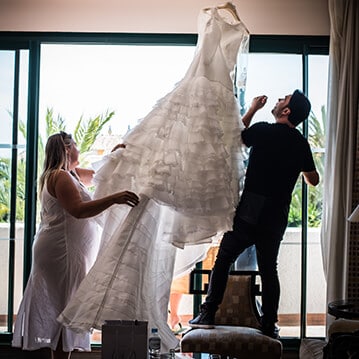 vestido novia volantes